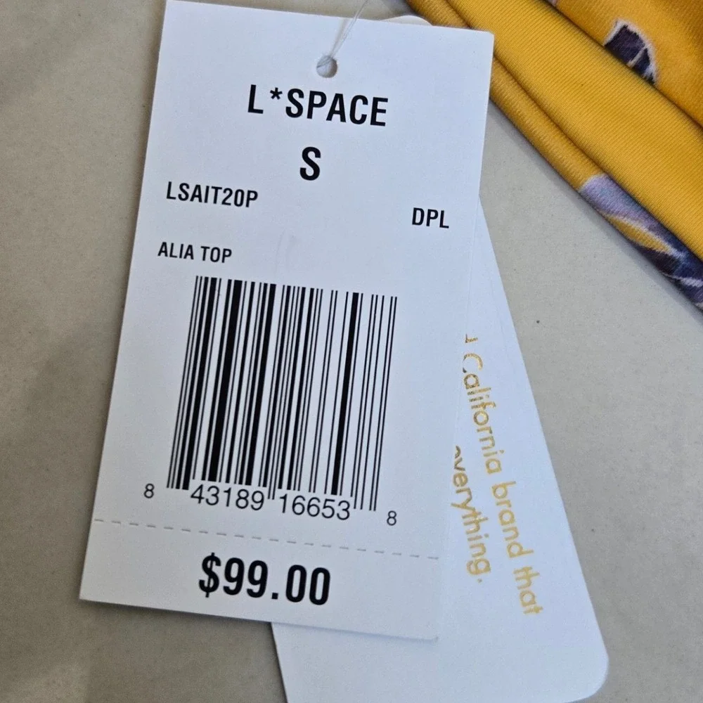 L*Space Small Alia Bikini Top‎ Womens Yellow Tropical Floral NWT LSAIT20P
